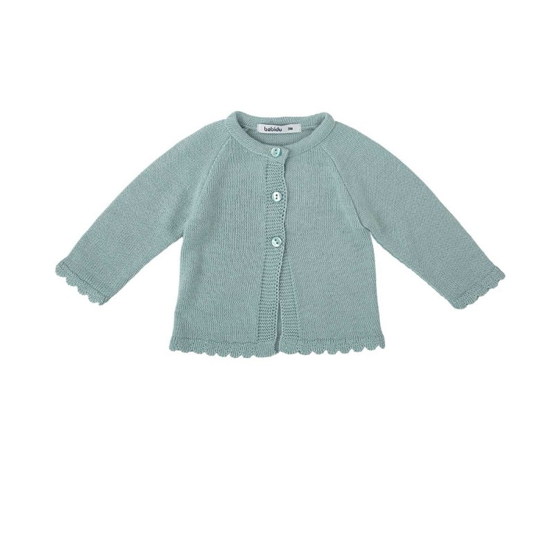 Chaqueta De Punto Para Bebé Babidu - Algodón 100%, Calado Floral, Cierre De Botones, Confeccionada En España